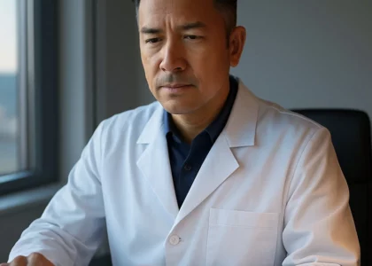 Médico analisando imagem no tablet