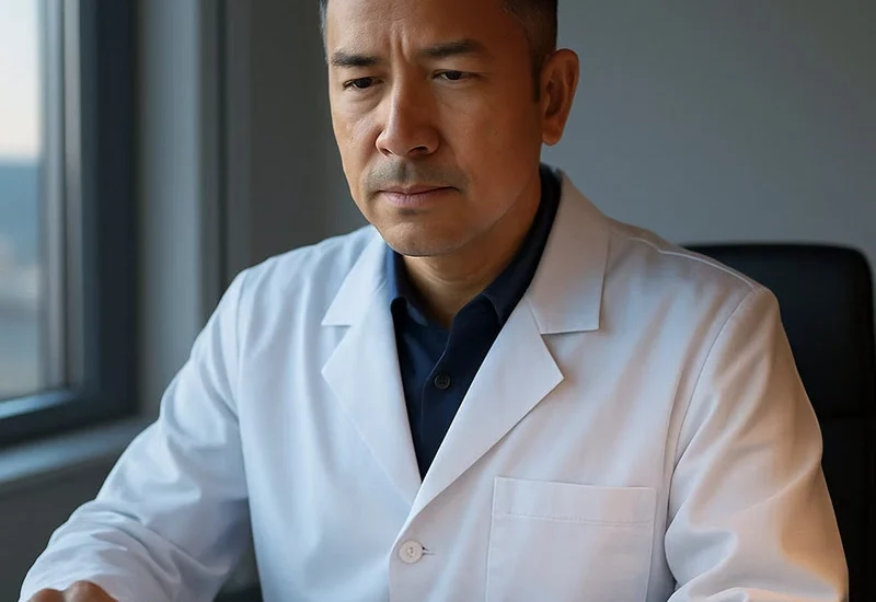 Médico analisando imagem no tablet