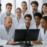 Groups of doctors discussing a case